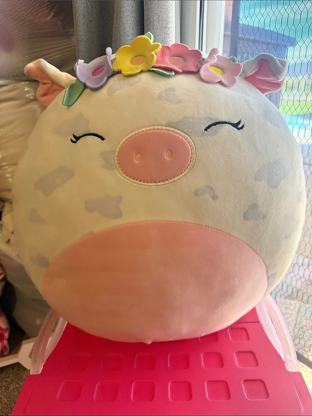Original Squishmallows Plush Cow Squishmallow in Cream & Pink Like New